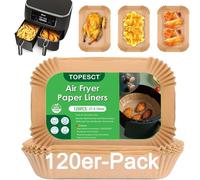 Lot de 120 feuilles de papier sulfurisé jetables anti-adhésif pour friteuse à air chaud | Papier sulfurisé universel résistant à la graisse pour friteuses à double panier | Compatible avec Ninja