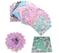 Lot de 120 Feuilles Origami 15 x 15 cm - Motif Fleurs de Cerisier Japonais - Papier Coloré Double Face - Washi pour Noël