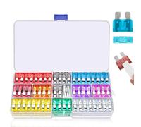 Lot de 120 fusibles plats standard mixtes (2 A, 3 A, 5 A, 7,5 A, 10 A, 15 A, 20 A, 25 A, 30 A, 35 A, 40 A) avec extracteur de fusible pour voiture, camping-car, camion, moto