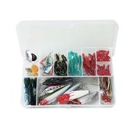 Lot de 120 leurres de pêche mélangés avec boîte de pêche, y Compris des Spinners, des hameçons triples, des hameçons Simples, des émerillons, des Pinces, des leurres Souples, des appâts de pêche, des
