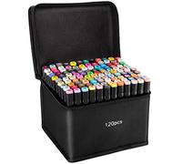 Lot de 120 marqueurs artistiques pour dessin, avec alcool, pour dessin à deux pointes, ensemble de stylos permanents pour enfants adultes et artistes (120 noir)
