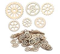 Lot de 120 Mini Boutons de Puzzle en Bois, Décorations en Bois, Roues Dentées en Bois, Décoration Légère et Délicate, Ornement en Tranches de Bois pour Enfants, Bricolage, Décorations de Peinture.