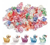 Lot de 120 mini canards lumineux en résine, mini canards en plastique pailletés, canards phosphorescents, petits canards en vrac, animaux miniatures en résine pour maison de poupée, aquarium, paysage