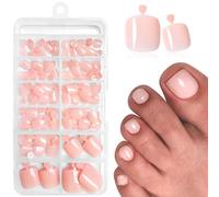 Lot de 120 ongles d'orteils à coller - Faux ongles autocollants - Pour femme - Faux ongles courts couleur chair avec pastilles adhésives, lime et bâtonnets en bois