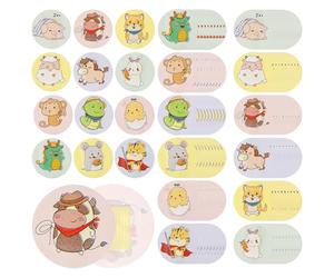 Lot de 120 pansements pour enfants, pansements mignons de dessin animé, rond de 2,3 cm, point adhésif, pansement en tissu flexible pour les petites plaies, boutons, vaccinations et ampoules (12