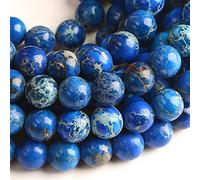 Lot de 120 perles en jaspe naturel apatite bleu de 6 mm pour la fabrication de bijoux avec cordon extensible en cristal