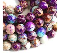 Lot de 120 pierres précieuses naturelles en jaspe impérial coloré de 8 mm pour la fabrication de bijoux avec cordon élastique en cristal, U10-KD1717