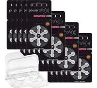 Lot de 120 piles pour appareils auditifs Power One Evolution Taille 312 1,45 V (20 x 6 blisters) + boîte de rangement pour 2 piles auditives (120 piles, marron)