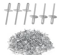 Lot de 120 rivets aveugles en aluminium, tête bombée à large bague 4,8mm, pour assemblage métal, bois, meuble, automobile, machines et industrie (4.8x12 mm)