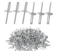 Lot de 120 rivets aveugles en aluminium, tête bombée à large bague 4,8mm, pour assemblage métal, bois, meuble, automobile, machines et industrie (4.8x20 mm)