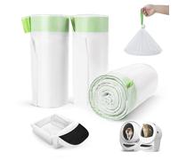 Lot de 120 sacs à litière robot 3 et 4 sacs à déchets de 1,5 mm d'épaisseur avec cordons de serrage compatibles avec robot autonettoyant automatique, doublures de tiroir de rechange