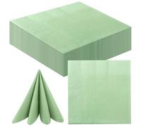 Lot de 120 serviettes vert sauge - Vert eucalyptus - 25 x 25 cm - Aspect tissu Airlaid - Papier jetable pour mariage, fête, dîner, anniversaire, anniversaire de mariage (A)