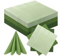 Lot de 120 serviettes vert sauge, vert eucalyptus, 25 x 25 cm, aspect tissu Airlaid, papier jetable pour mariage, fête, dîner, anniversaire, anniversaire de mariage (B)