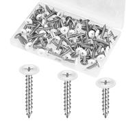 Lot de 120 Vis Blanches #8 à Tête Plate - Autotaraudeuses pour Bois et Tôle - Plaque Murale - 1/2"", 3/4"" et 1""