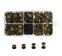 Lot de 120 Vis Chicago - Rivet Chicago - Vis de Reliure en Métal - Réparation pour Sacs, Artisanat, Collier, Harnais, Bagages, Laisse de Chien, Sac à Dos, Ceinture (Bronze)