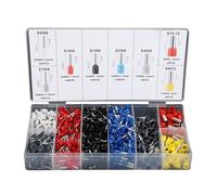 Lot de 1200 borniers à sertir tubulaires pour câblage électrique - Viroles en acier avec isolation PVC/nylon, code couleur pour anneau, fourche, code, embout, pour électricien