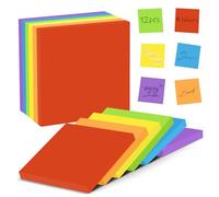 Lot de 1200 feuilles de notes autocollantes colorées, 12 blocs de 76 x 76 mm, 6 couleurs, faciles à poser, pour le carnet de planification journalière, 12, 76 x 76 mm, carrées, couleurs arc-en-ciel