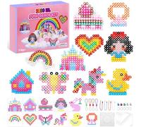 Lot de 1200 Grandes Perles à Repasser de 10 mm, avec 1 Plaques Carrée, 11 Motifs, 3 Feuilles de Papier à Repasser, Lot de Perles Créatives Pour Enfants à Partir de 3 Ans