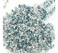Lot de 1200 perles de rocaille métalliques uniformes de 2 mm, couleur or et argent, en verre, pour la création de bijoux et autres loisirs créatifs - PZ743-2mm 1200 pièces - flacon