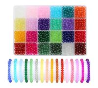 Lot de 1200 Perles Rondes en Verre de 6 mm colorées pour Bracelets d'amitié - Petites Perles colorées - Perles en Pierre précieuse colorée - Perles de Fabrication de Bijoux avec boîte de Rangement