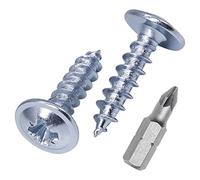 Lot de 1200 vis à bois en acier zingué 4,0 x 16 mm, vis en métal, tête bombée modifiée, auto-taraudeuse (1200, 4,0 x 16 mm)