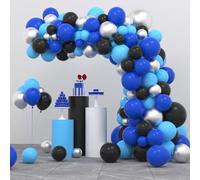 Lot de 122 ballons bleus et noirs argentés pour garçons et hommes pour les 30e, 40e, 50e et 60e anniversaire, retraite, remise de diplôme