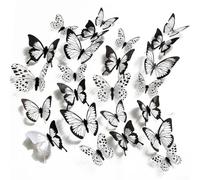 Lot de 1224 autocollants muraux décoratifs en forme de papillon 3D pour décoration d'intérieur et événements spéciaux Noir