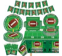 Lot de 123 décorations de fête de football - Décorations de fête d'anniversaire sportives - Décorations de fête - Ensemble de vaisselle de touchdown - Assiettes de football, serviettes, nappes,