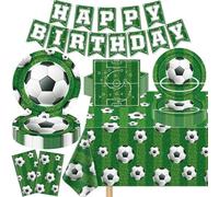 Lot de 123 fournitures de fête sur le thème du football - Décorations de fête d'anniversaire sur le thème du football - Assiettes, serviettes, nappes, bannières, pour 40 personnes