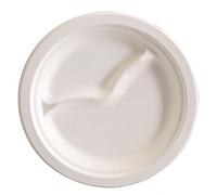 Lot de 125 assiettes rondes BIO - 2 compartiments