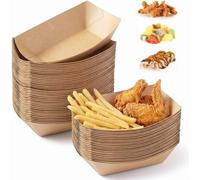Lot de 125 Barquette Frites Jetable Antiolio e Impermeabile 16x12x4 cm | Barquette Alimentaire Jetable Dégradable, Barquette avec Revêtement, Pour Chips, Saucisses, Salades, Sandwichs