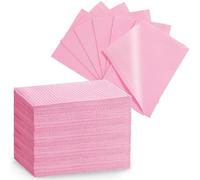 Lot de 125 bavoirs dentaires jetables en polyback - 3 plis - Imperméables - Pour patient, dentiste, nail art, salon de beauté - Rose