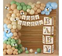 Lot de 125 décorations classiques Winnie Bear pour fête prénatale - Bannière de ballons neutres vintage Winnie Bear avec lettres - Autocollants abeilles pour garçons et filles - Pour fête prénatale