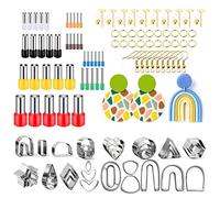 Lot de 126 emporte-pièces en acier inoxydable pour argile avec cartes de boucles d'oreilles, crochets, bijoux DIY