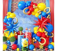 Lot de 126 guirlandes de ballons, en latex, motif hérisson, rouge, bleu, jaune, doré, pour garçon, décoration d'anniversaire, carnaval, cirque, multicolore, pour enfants, anniversaire, fête prénatale