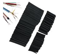 Lot de 127 gaines thermorétractables électriques industrielles en polyéthylène noir, 7 tailles, résistantes à 600 V | Manchons de protection de câbles durables pour réparation de voiture, bateau et