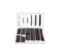 Lot de 127 gaines thermorétractables noires, flexibles et résistantes, idéales pour l'isolation électrique et la protection des câbles.
