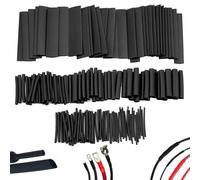 Lot de 127 protections de fils, manchons isolants noirs, connecteurs thermorétractables, gaines thermorétractables, idéales pour l'isolation électrique et la réparation (noir)