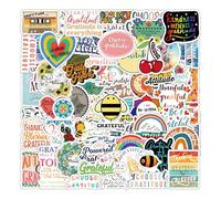 Lot de 128 autocollants de gratitude en vinyle imperméable pour bouteille d'eau, ordinateur portable, téléphone, skateboard, scrapbooking, cadeaux pour enfants, adolescents, adultes, fans de fête