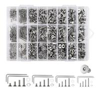 Lot de 1280 vis à tête fraisée M2 M3 M4 M5 en acier inoxydable A2 avec écrous, rondelles et clés à six pans creux - Kit de montage