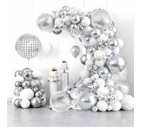 Lot de 129 arches de ballons disco de 55,9 cm, kit d'arche de décoration de fête pour adulte, anniversaire, fête disco