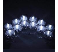 Lot de 12pcs Bougies LED étanche Submersible Lampe étanche Waterproof Lumières de Thé avec Pile Bouton pour Mariage Anniversaire Noël Décoration (Blanc)