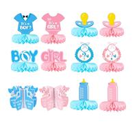 Lot de 12pièces Centres de Table en Nid D'abeille pour Révéler le Sexe du Bébé,Décoration de Table pour Garçon ou Fille,C'est Révélation de Sexe Centre de Tabl,pour Fêtes de Révélation du Sex