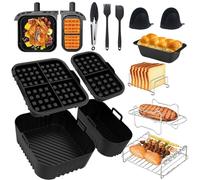 Lot de 13 accessoires Airfryer pour Philips Airfryer Dual Basket 3000 Series NA350 avec moule en silicone pour friteuse à air chaud, accessoires en forme de gaufre, grille de barbecue, moules à pain