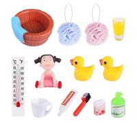 Lot de 13 accessoires de lutin miniatures pour porte de lutin - Décoration de Noël et maison de poupée - Kit de lavage avec mini dentifrice, brosse à dents - Éponge de bain - Canard - Rouleaux de