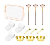 Lot de 13 accessoires d'esthéticienne, brosse éventail pour le visage avec bandeau, bols mélangeurs, spatule de maquillage et trousse à maquillage transparente à fermeture éclair, outil applicateur de