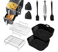 Lot de 13 accessoires pour friteuse à air Ninja Double Stack XL 9,5 L SL400UK, doublures en silicone pour friteuse à air, paniers de friteuse à air, grille de cuisson, gants, pinceau à huile, pince