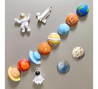 Lot de 13 aimants de réfrigérateur avec système solaire, vaisseau spatial, astronaute, pour bureau, tableau blanc, décoration de cuisine