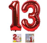 Lot de 13 ballons en forme de chiffre rouge de 101,6 cm en Mylar pour 13e anniversaire de mariage et événements