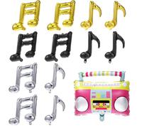 Lot de 13 ballons en forme de note de musique avec disques en vinyle pour décoration murale, ballons de musique en feuille d'aluminium pour décorations de fête rock and roll, ballons de guitare, fête